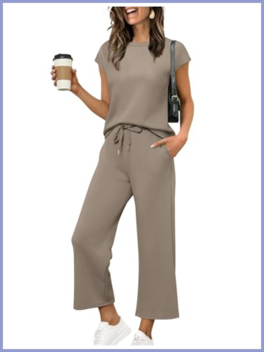 Cap Sleeve Top and Pants Two Piece Set Loose Fit Vacation Lounge